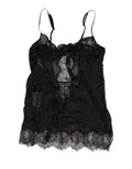 Dolce & Gabbana Chemise de lingerie en soie noire avec dentelle