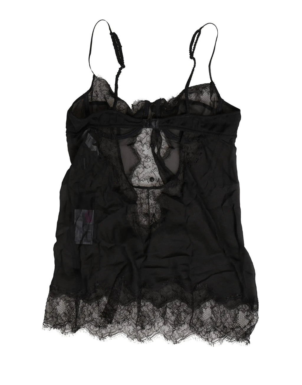 Dolce & Gabbana Black Silk Lace Lingerie Chemise Top Underwear