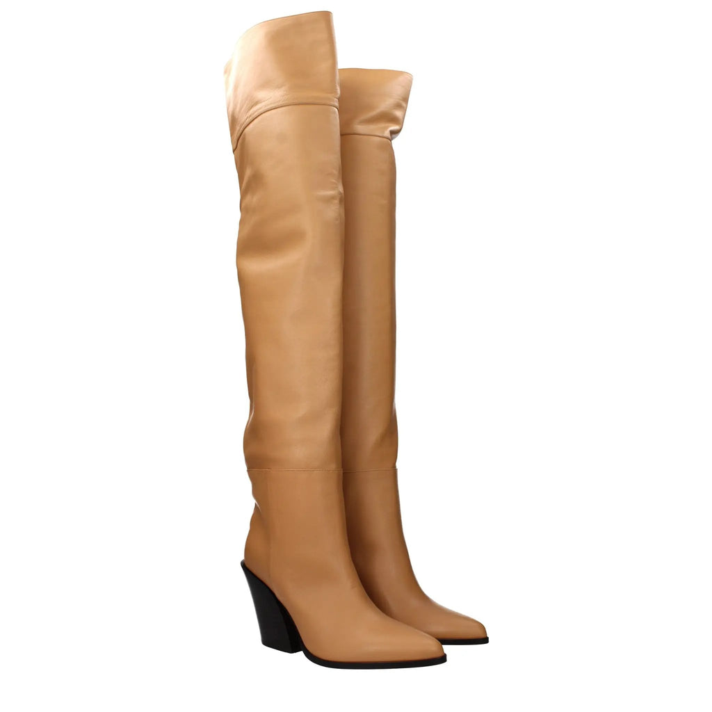 Bottines en cuir beige pour femme – Bottines à effet vintage Jimmy Choo Maceo 85