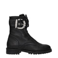 Women’s Black Leather Combat Boots – Jimmy Choo Cheri Flat Designer Ankle Boots
