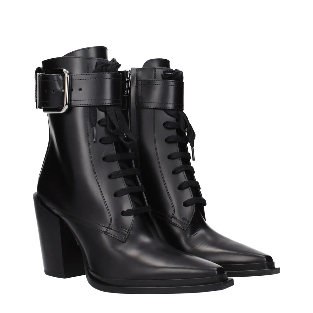 Women’s Black Leather Ankle Boots – Jimmy Choo Myos 80 Heeled Boots