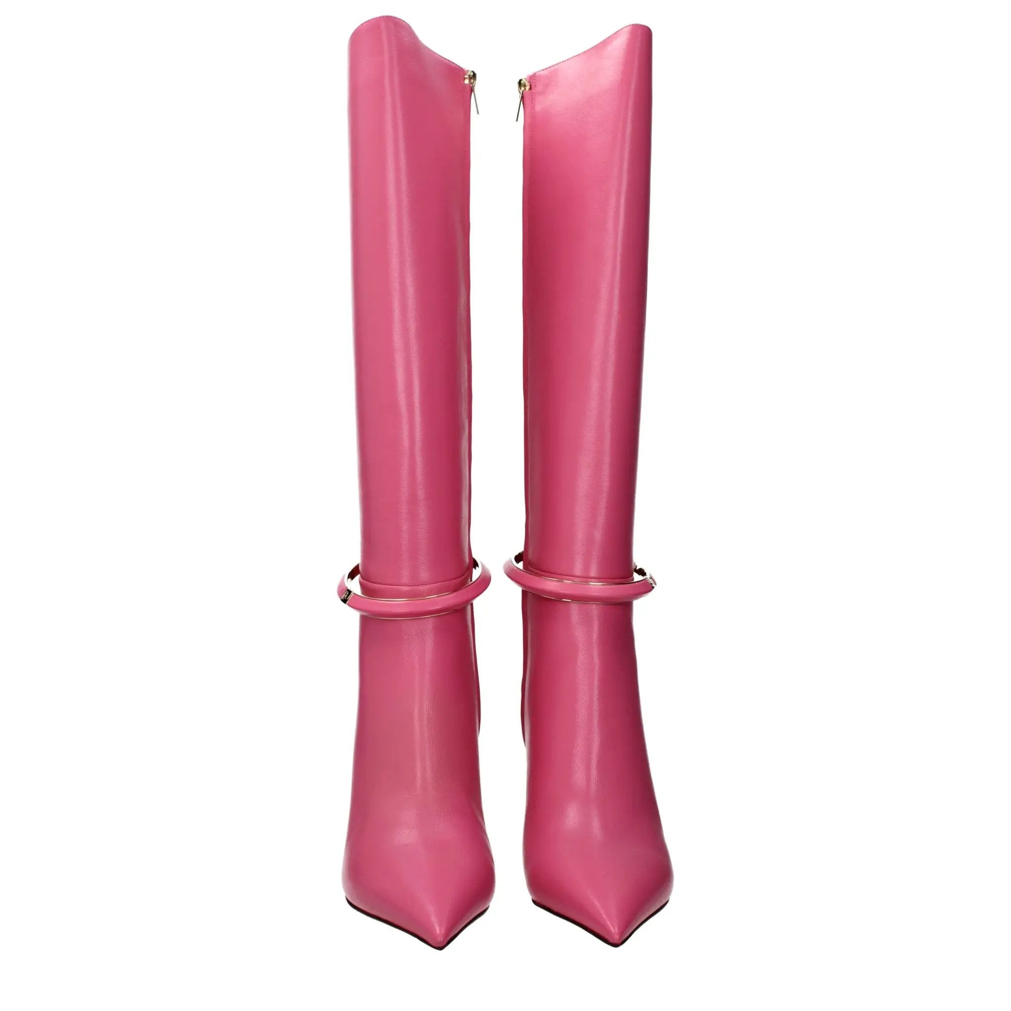 Bottes à talons hauts en cuir rose pour femmes – Bottes Jimmy Choo Dreece 95 effet vintage