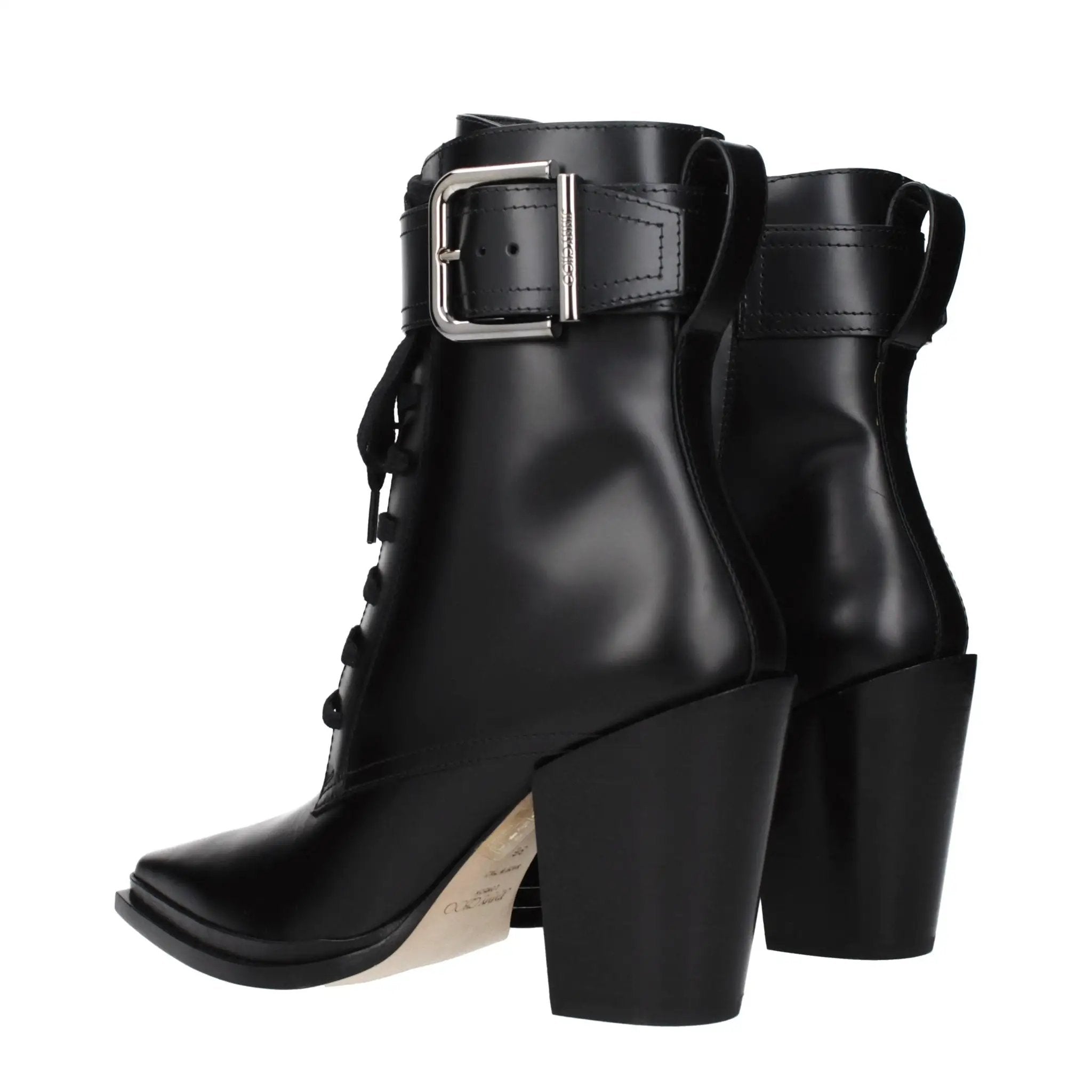 Women’s Black Leather Ankle Boots – Jimmy Choo Myos 80 Heeled Boots