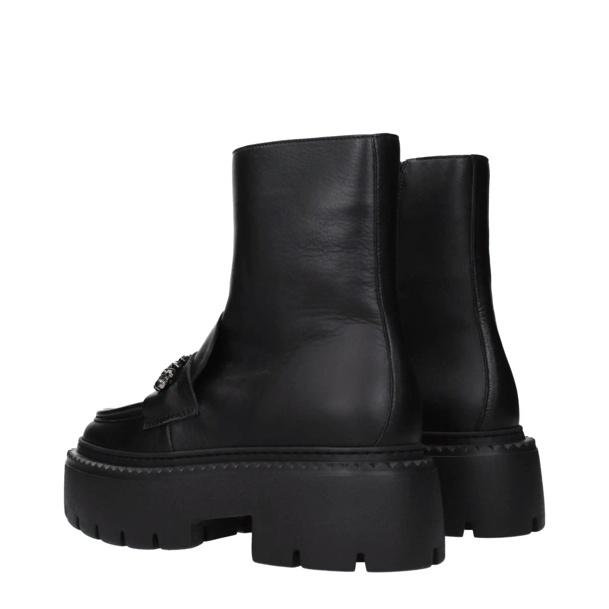 Women’s Black Leather Ankle Boots – Jimmy Choo Bryer Flat Designer Boots