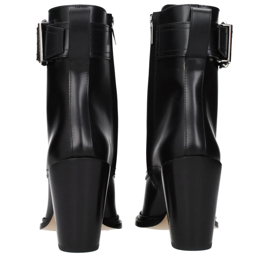 Women’s Black Leather Ankle Boots – Jimmy Choo Myos 80 Heeled Boots