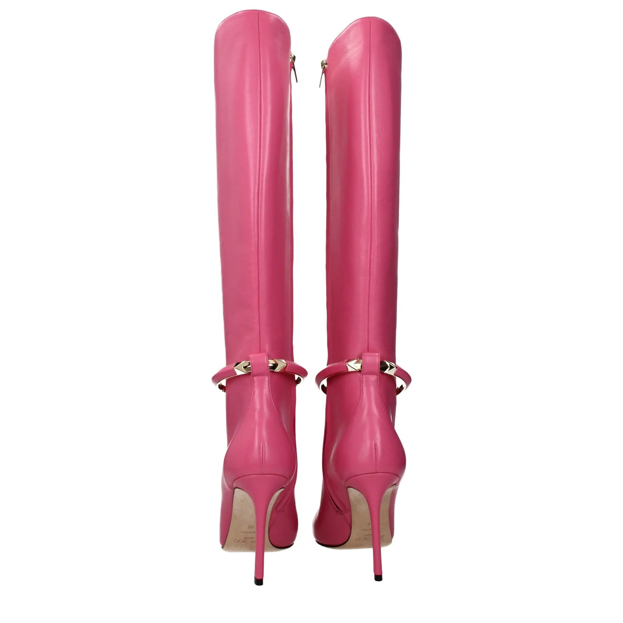 Bottes à talons hauts en cuir rose pour femmes – Bottes Jimmy Choo Dreece 95 effet vintage