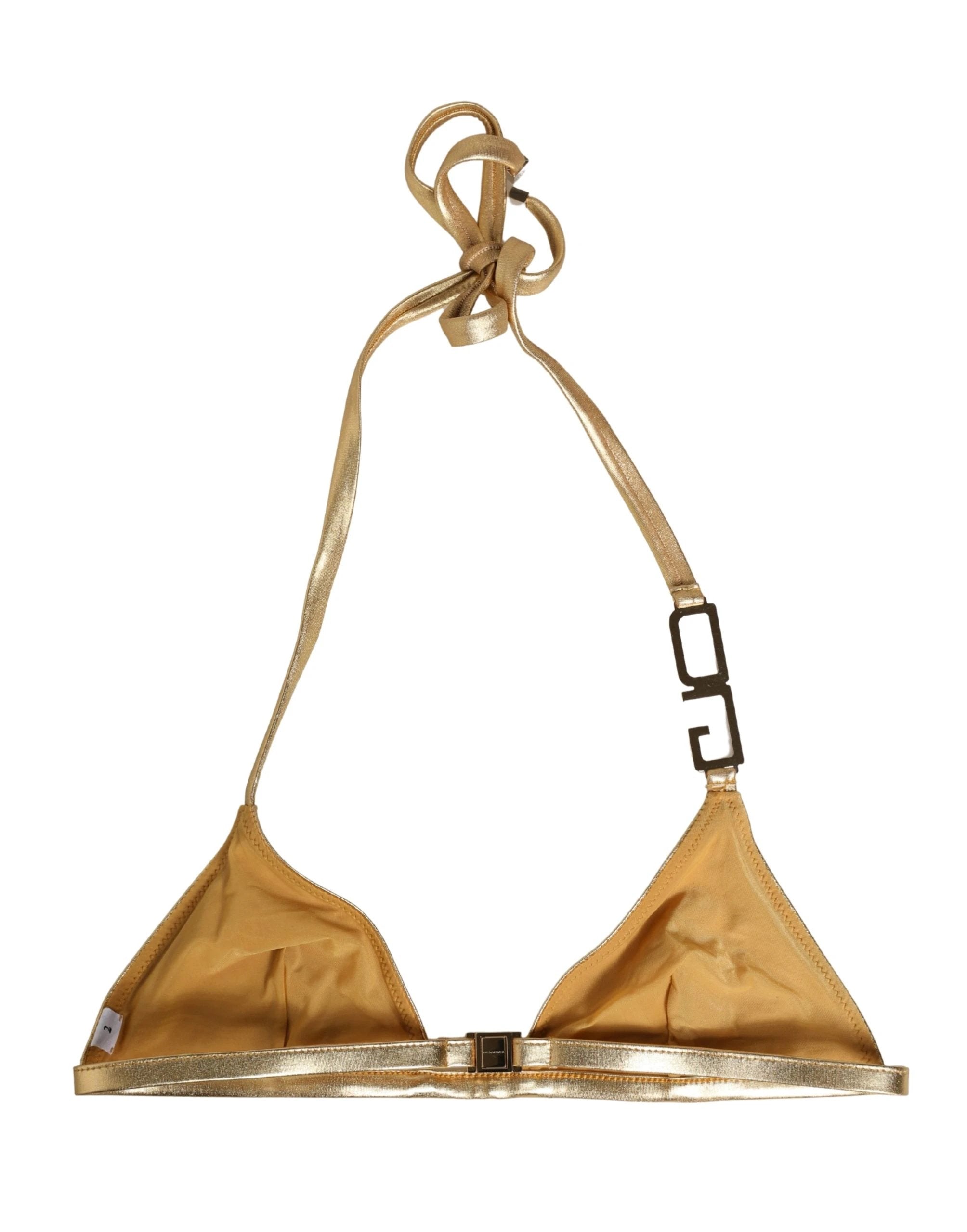 Haut de bikini triangle Dolce & Gabbana doré à logo DG