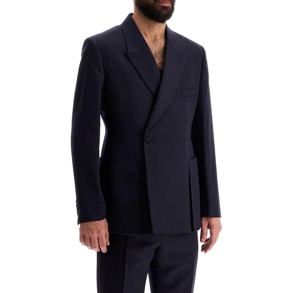 Blazer bleu en laine vierge homme – Dior veste élégante un bouton