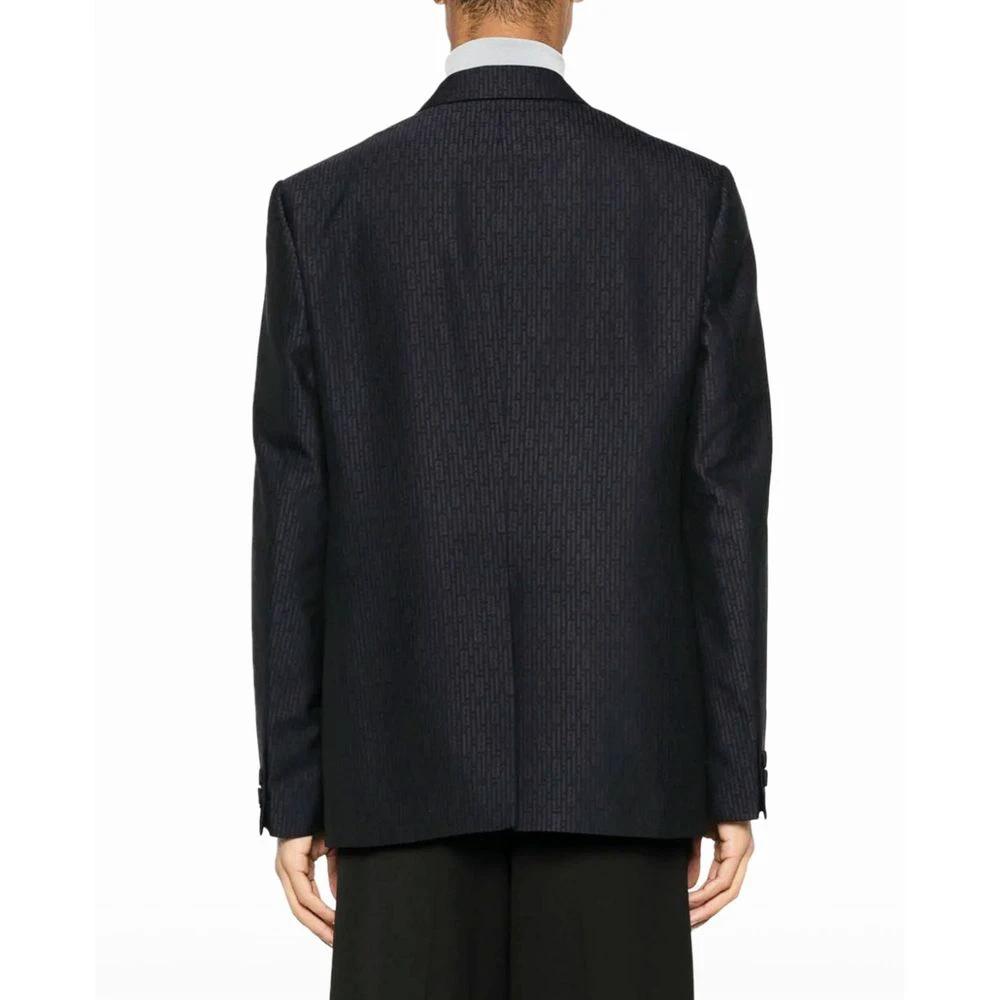 Men’s Blue Wool Blazer – Fendi Tailored Peak Lapel Designer Jacket