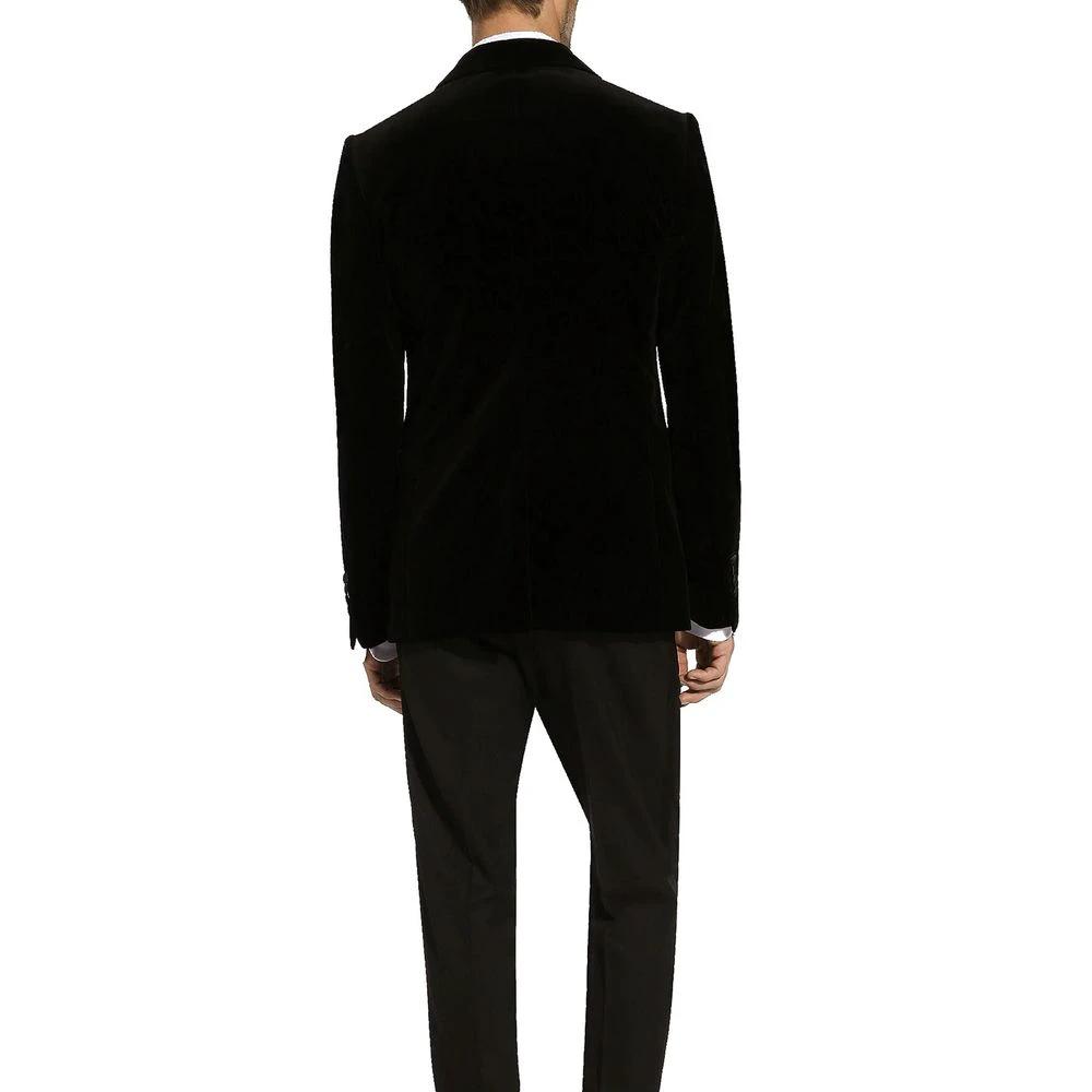 Men’s Black Cotton Tuxedo – Dolce & Gabbana Peak Lapel Tailored Suit Jacket