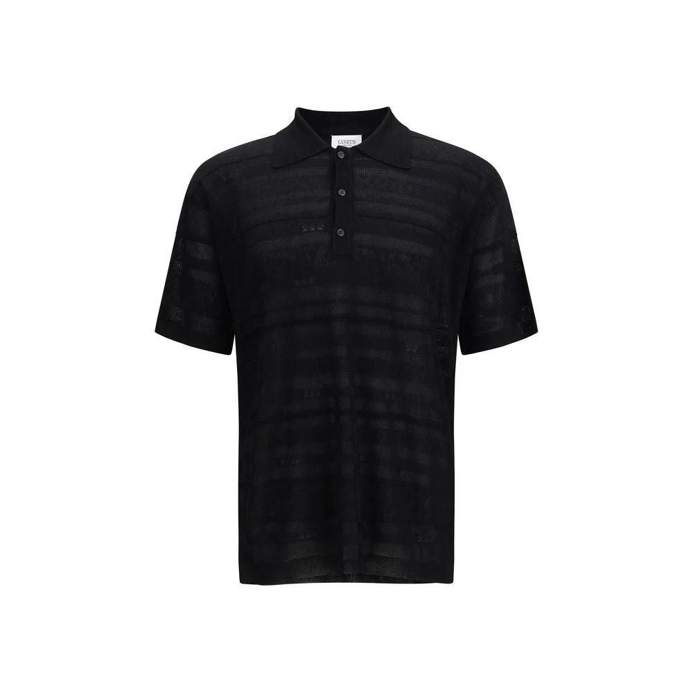 Men’s Black Jacquard Polo Shirt – Laneus Cotton Relaxed Fit Polo SS26