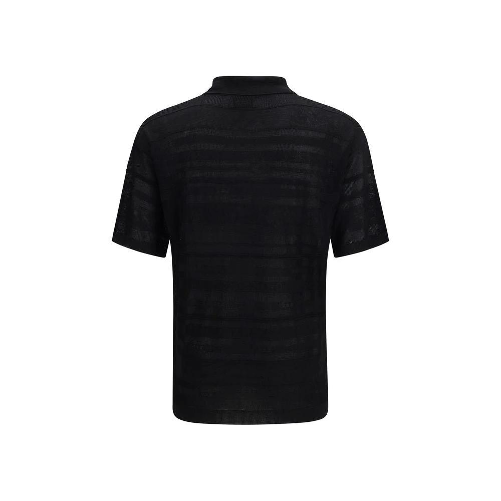 Men’s Black Jacquard Polo Shirt – Laneus Cotton Relaxed Fit Polo SS26