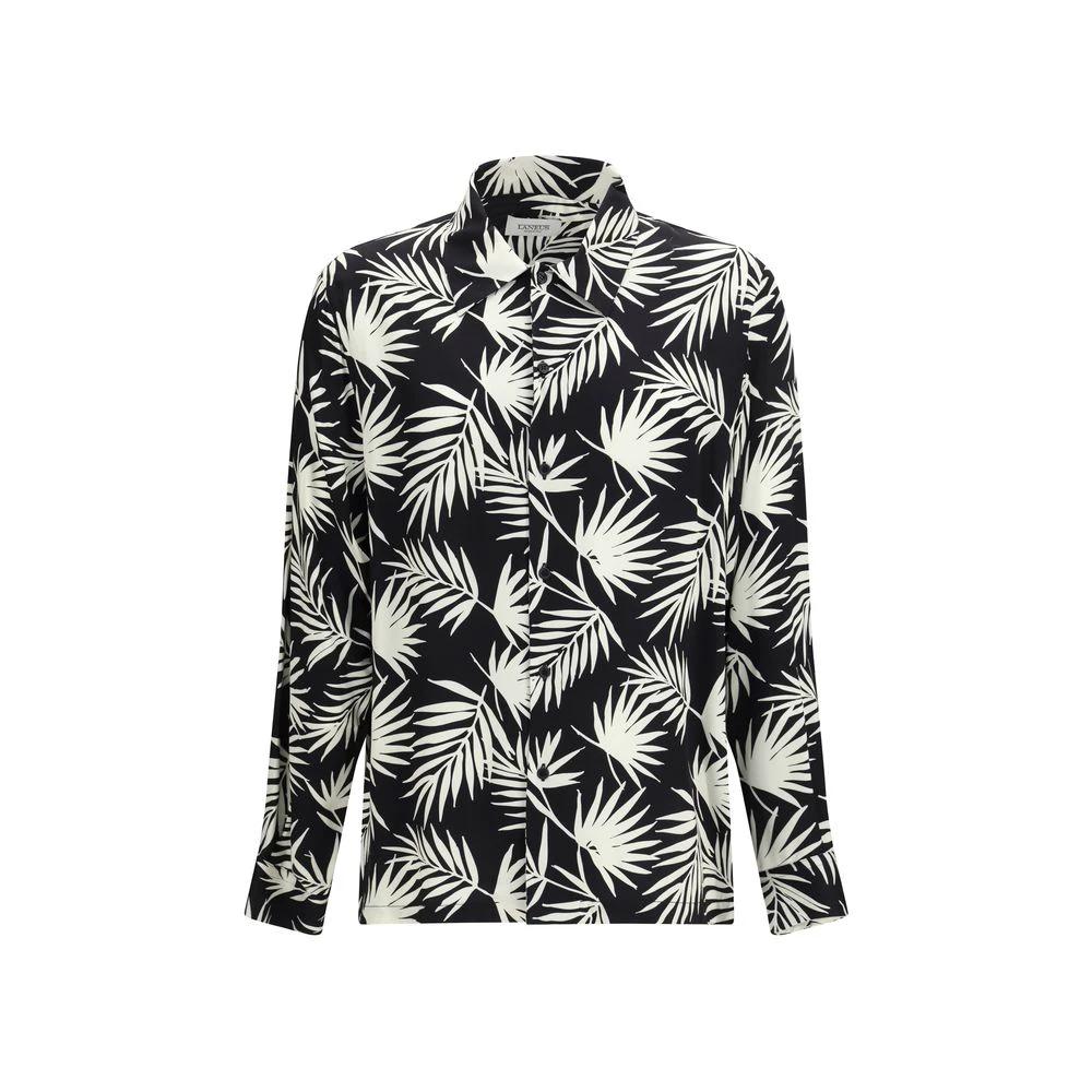 Chemise bowling imprimée noire homme – Laneus viscose oversize SS26