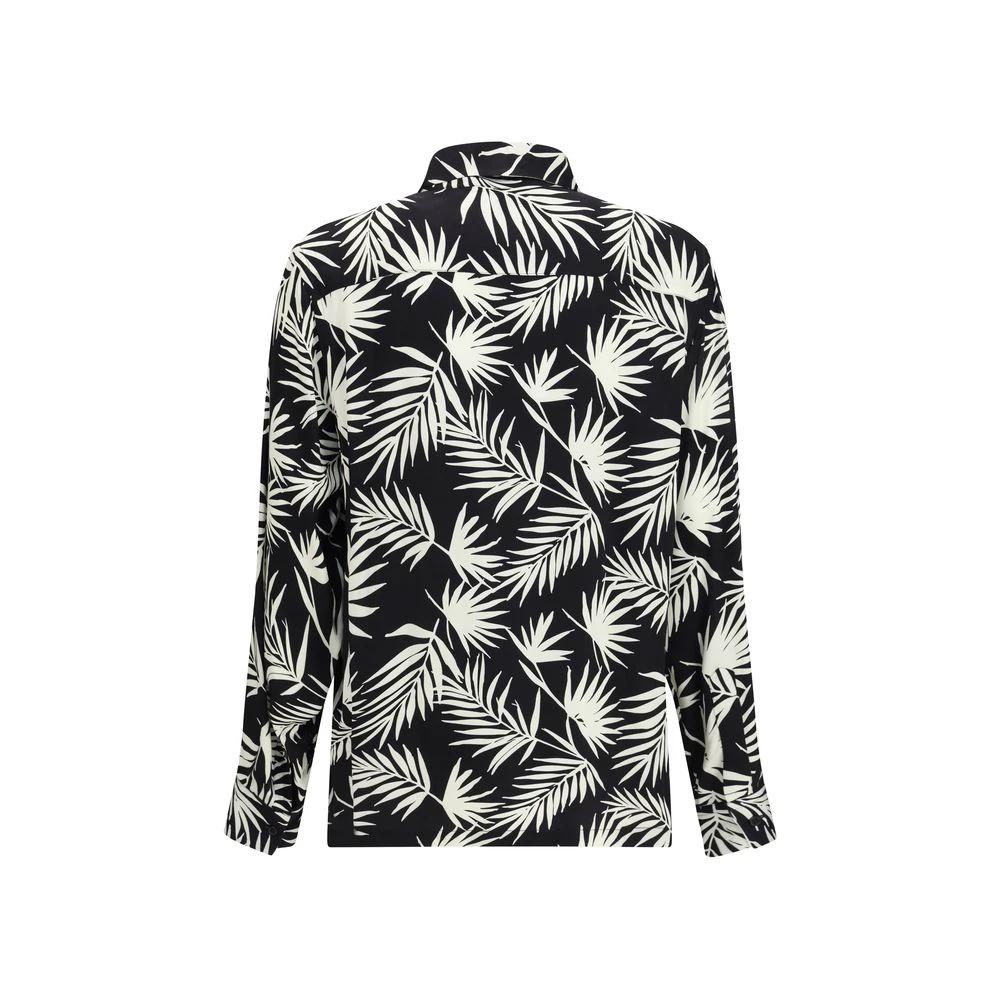Chemise bowling imprimée noire homme – Laneus viscose oversize SS26