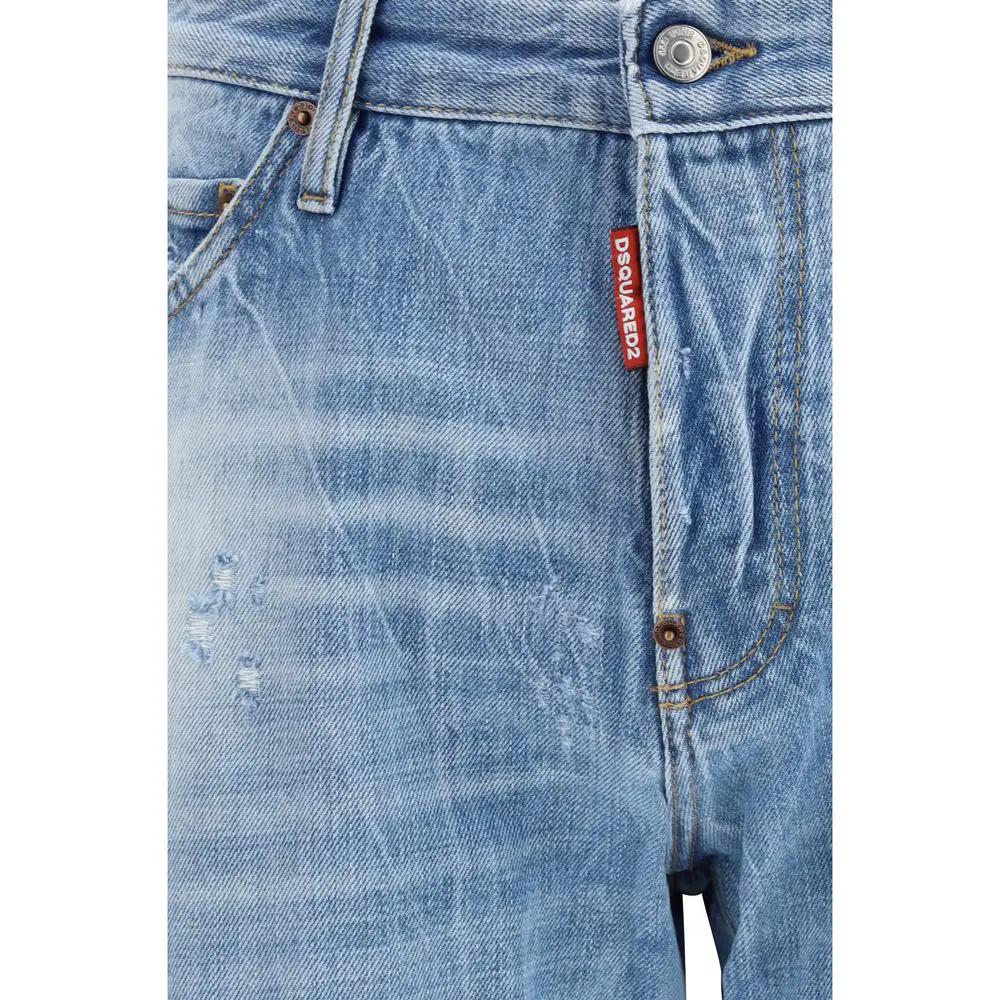 Men’s Blue Distressed Jeans – Dsquared2 Teddy Slim Denim SS26