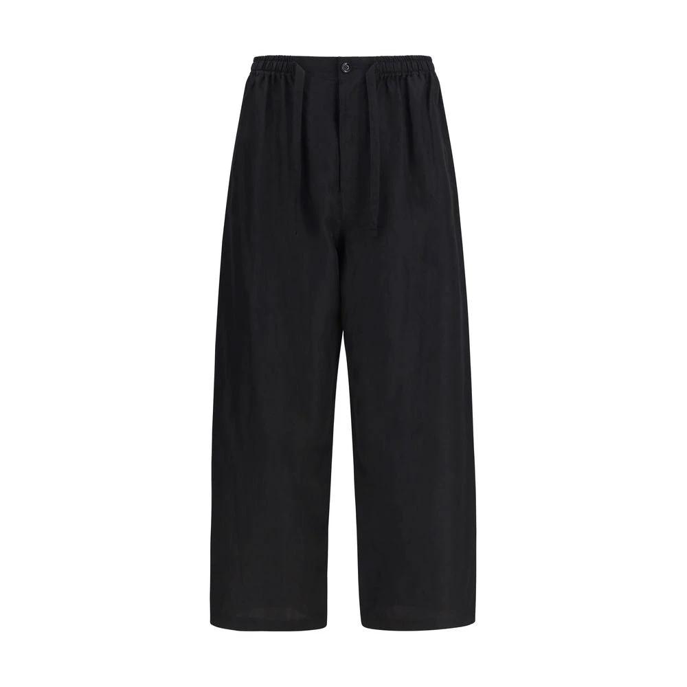 Men’s Black Linen Pyjama Pants – Lemaire Relaxed Fit Satin-Blend Trousers SS26