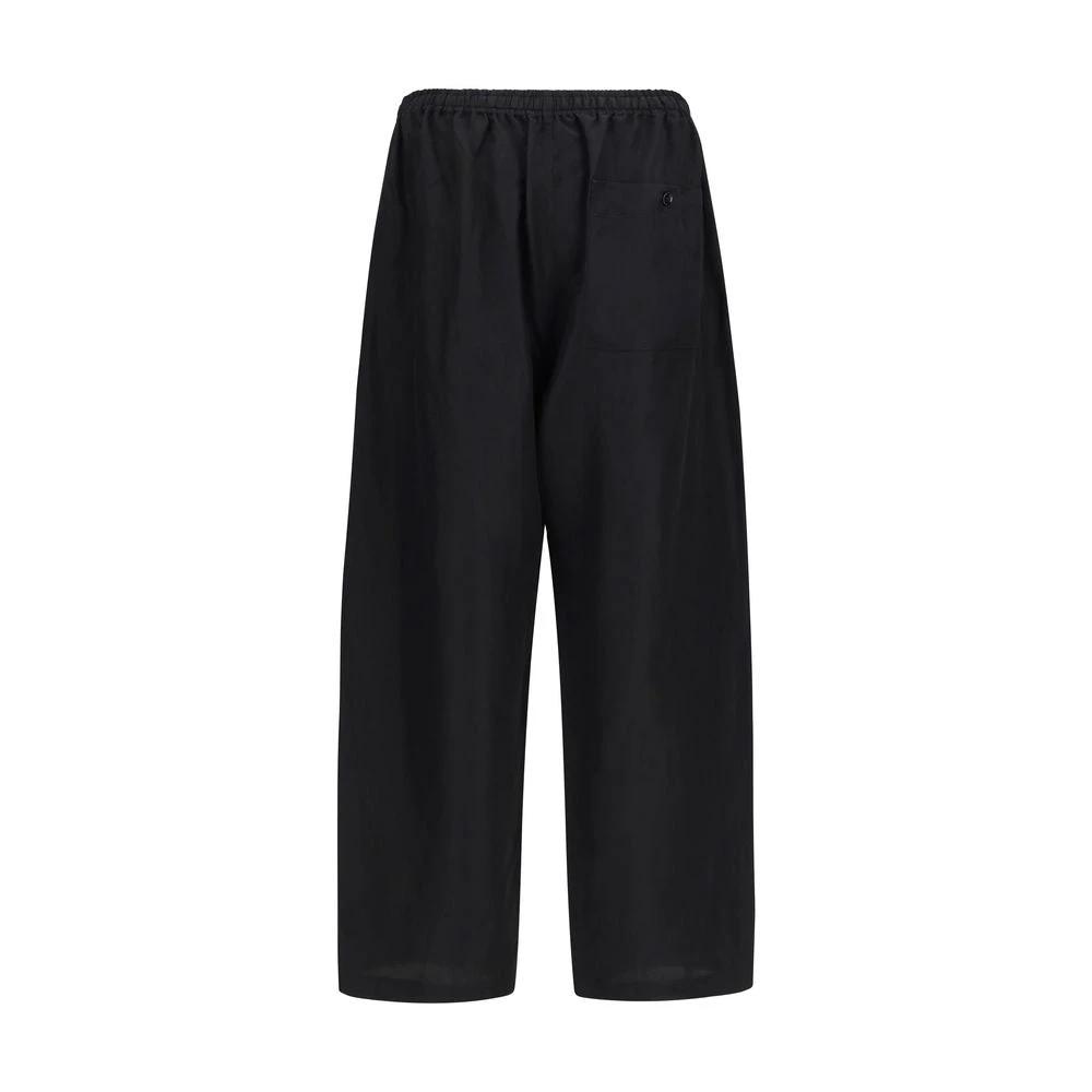 Men’s Black Linen Pyjama Pants – Lemaire Relaxed Fit Satin-Blend Trousers SS26