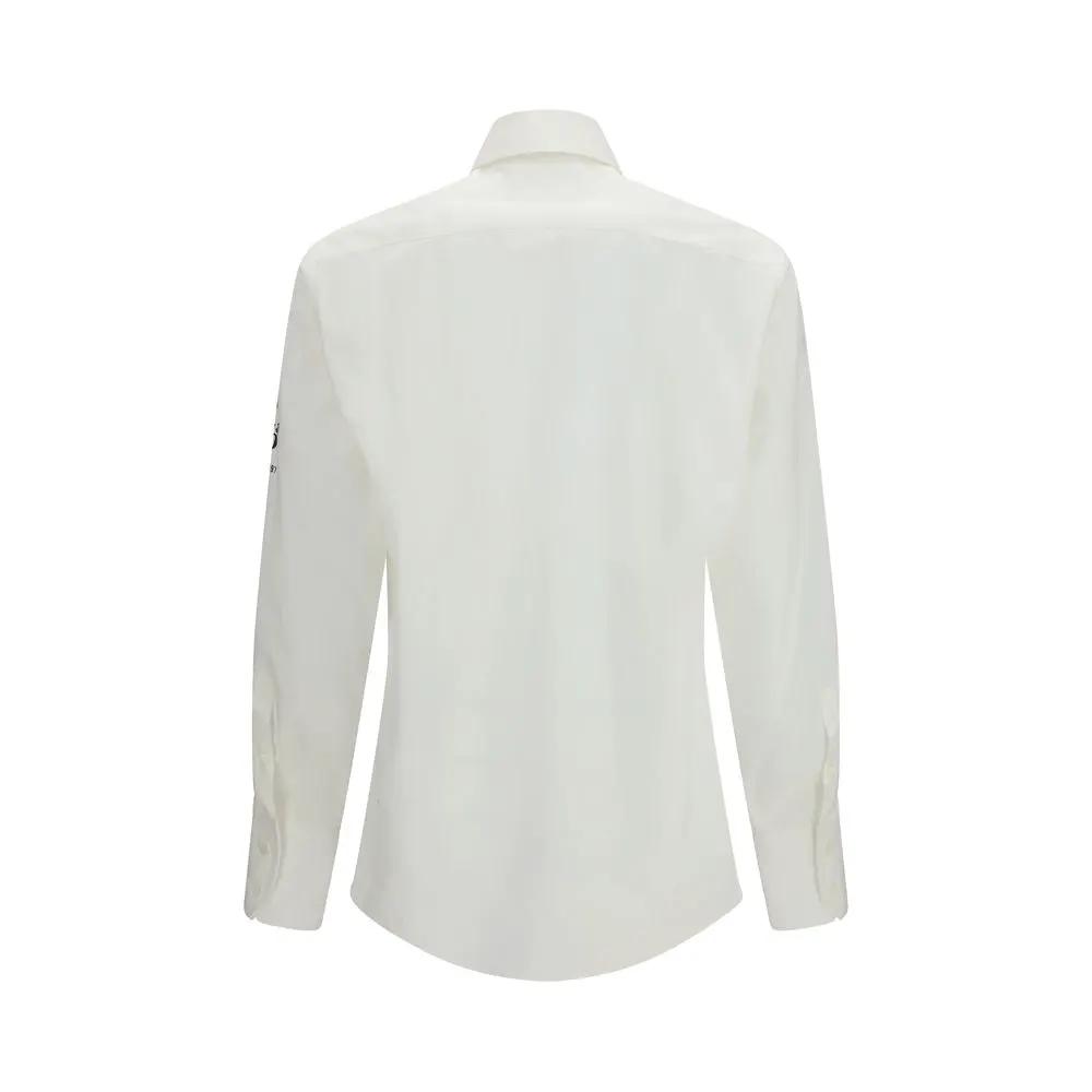 Women’s White Cotton Shirt Dress – MM6 Oversized Logo Sleeve Designer Shirt SS26
