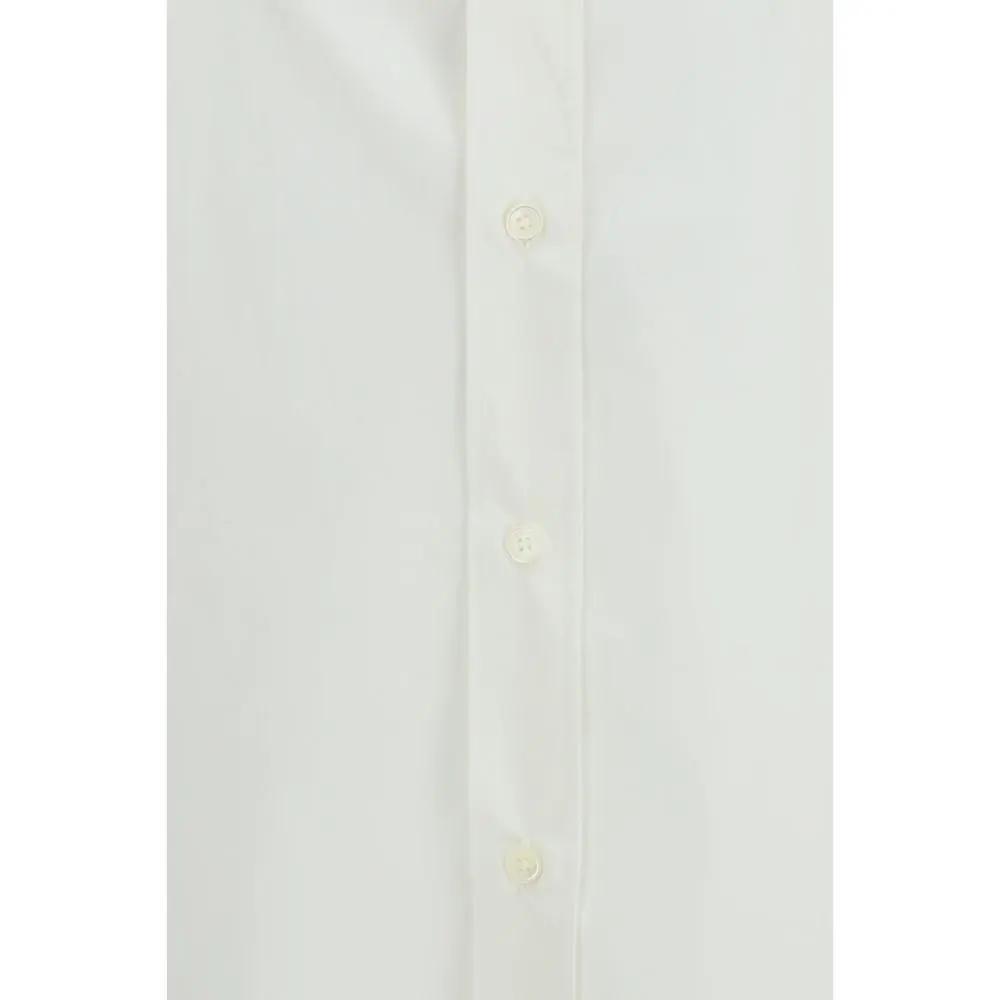Women’s White Cotton Shirt Dress – MM6 Oversized Logo Sleeve Designer Shirt SS26