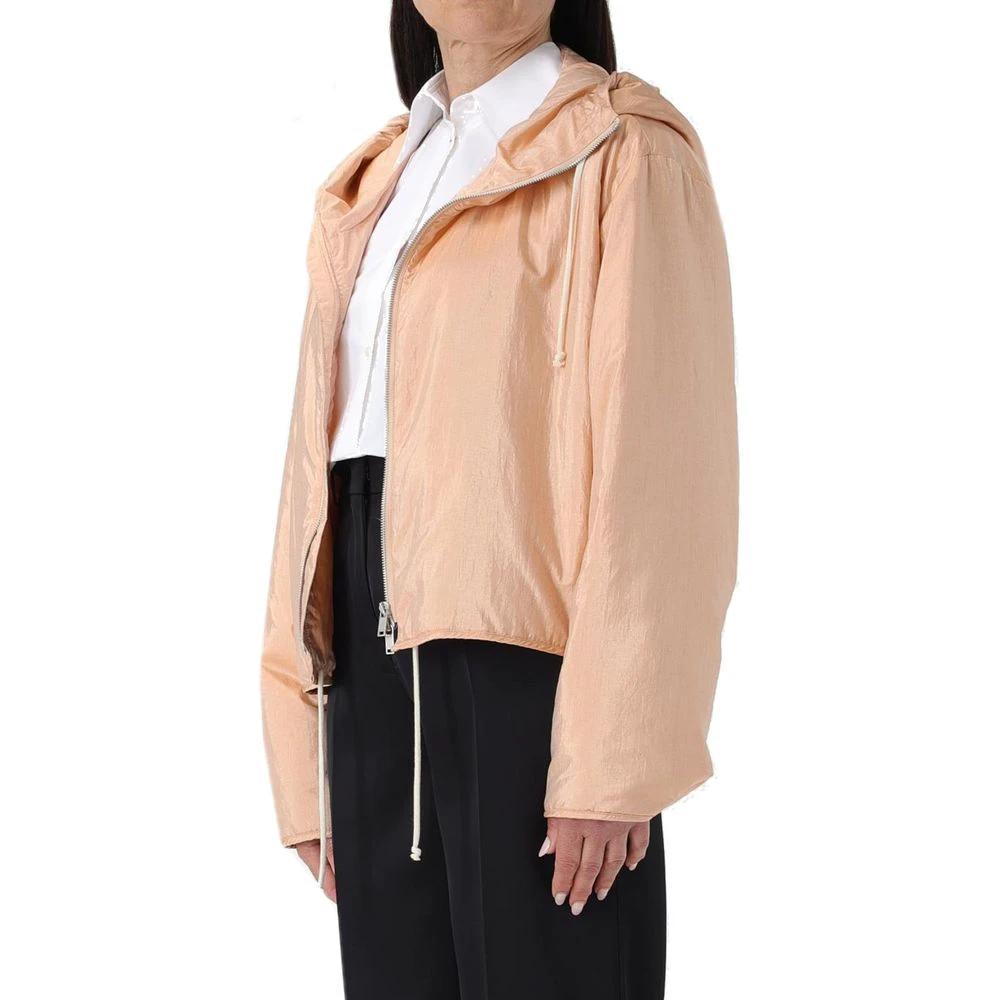 Women’s Multicolor Shell Jacket – Jil Sander Satin Hooded Zip Designer Jacket