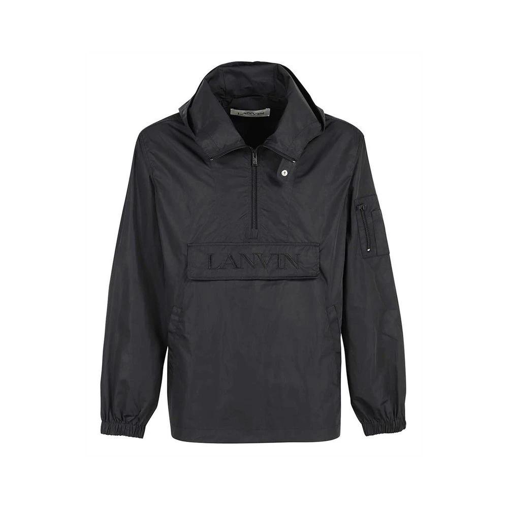 Veste shell noire homme – Lanvin veste à capuche zippée logo