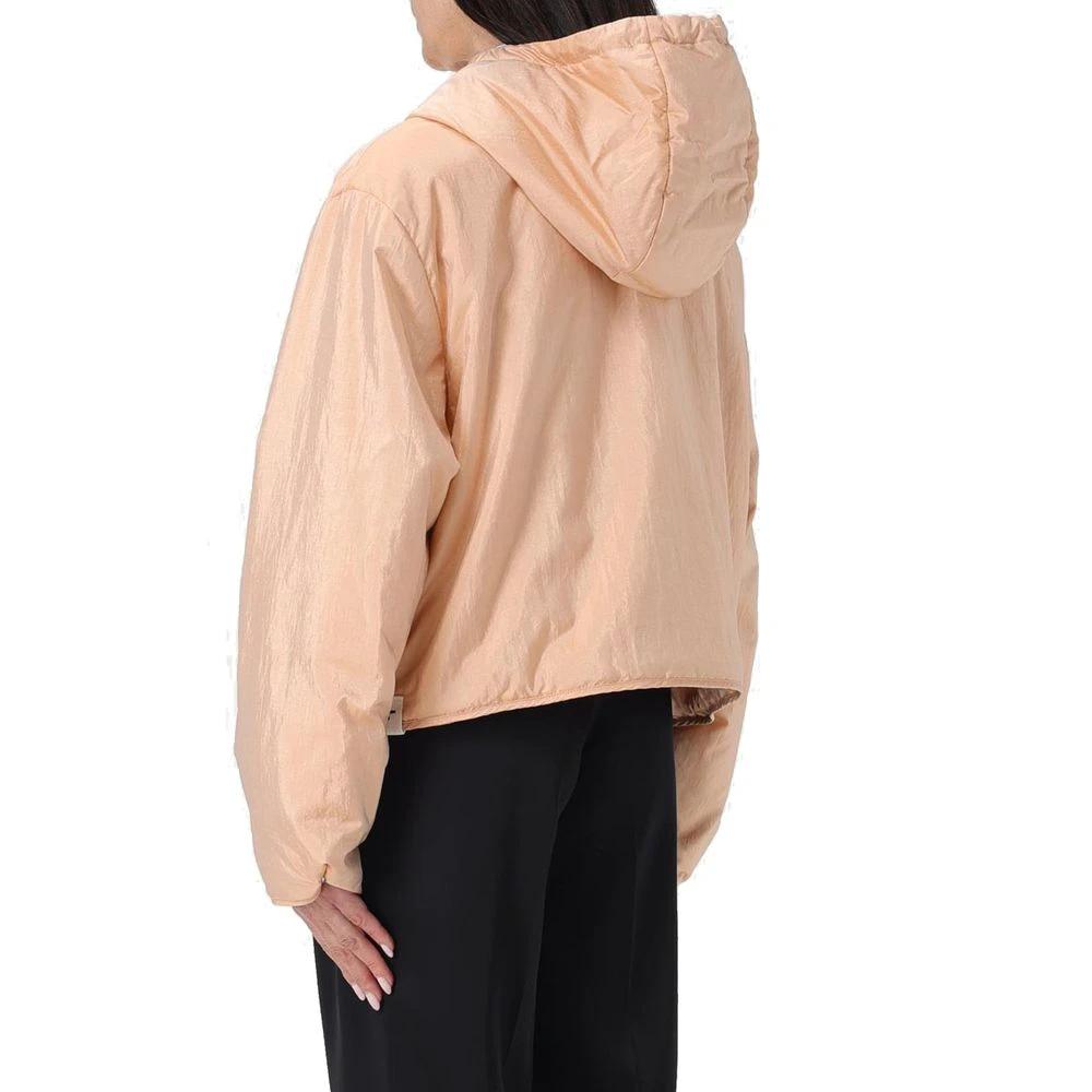 Women’s Multicolor Shell Jacket – Jil Sander Satin Hooded Zip Designer Jacket