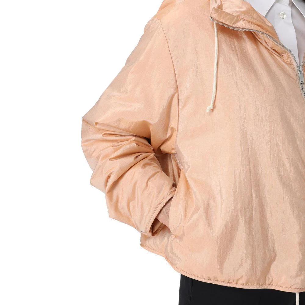Women’s Multicolor Shell Jacket – Jil Sander Satin Hooded Zip Designer Jacket