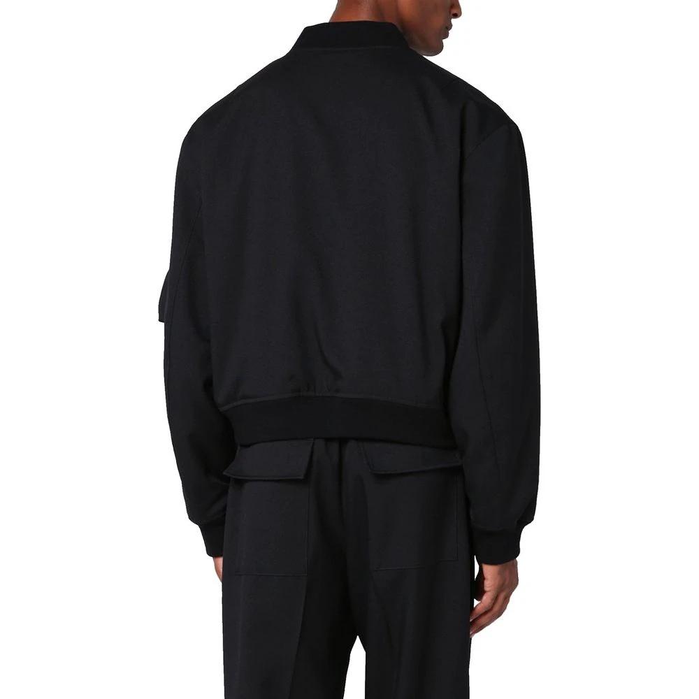 Men’s Black Bomber Jacket – Jil Sander Minimalist Zip-Up Designer Jacket