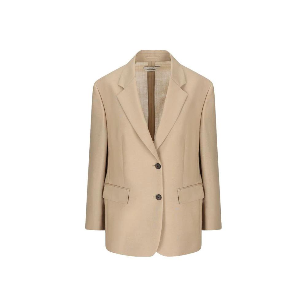Women’s Beige Mohair Blazer – Prada Single-Breasted Wool Designer Jacket