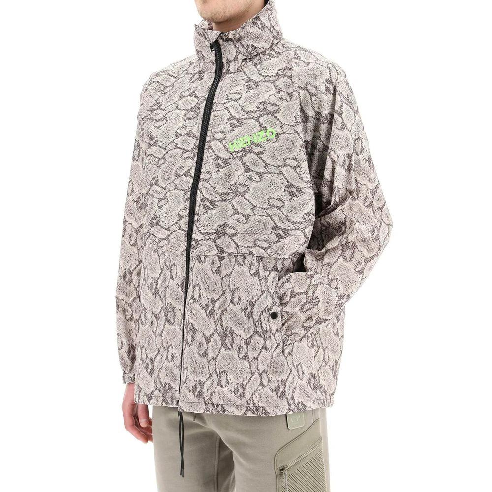 Veste shell beige homme – Kenzo veste à capuche logo devant et dos