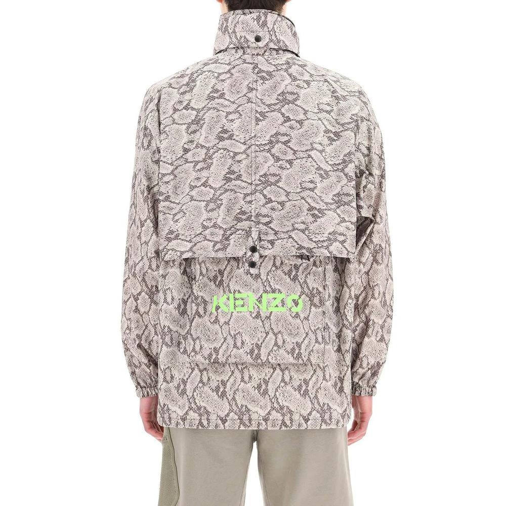 Veste shell beige homme – Kenzo veste à capuche logo devant et dos