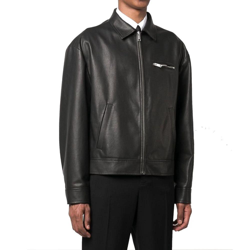 Veste noire en cuir homme – Prada blouson zippé en cuir d’agneau