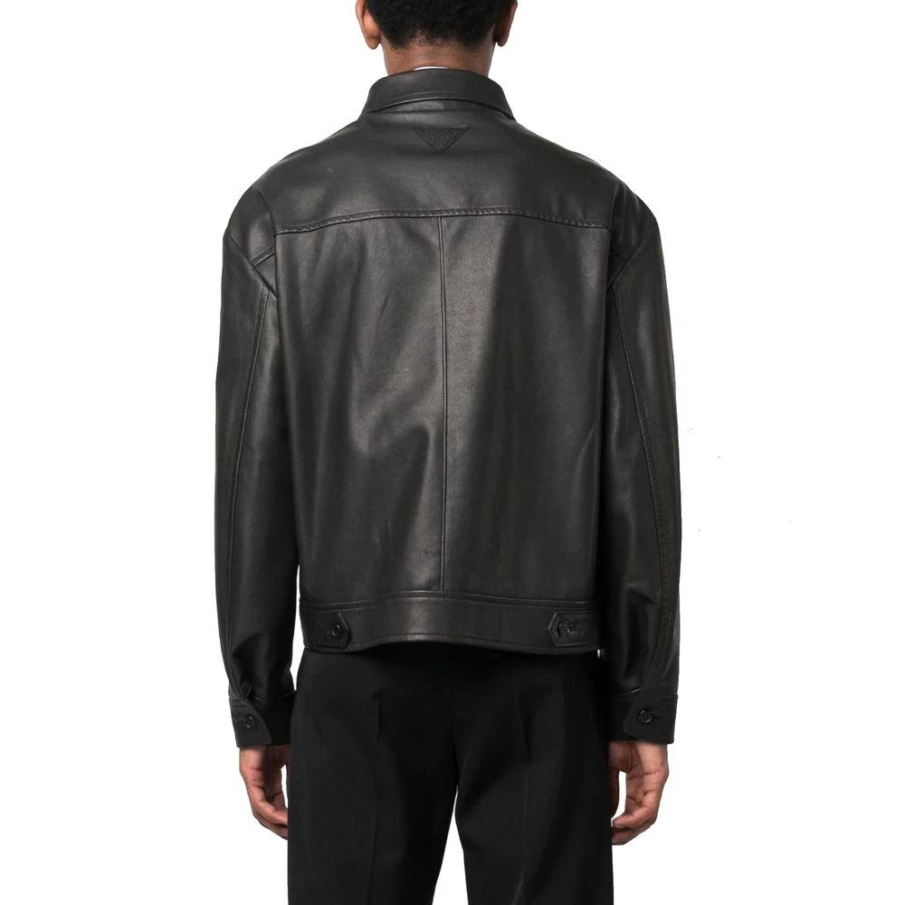 Veste noire en cuir homme – Prada blouson zippé en cuir d’agneau