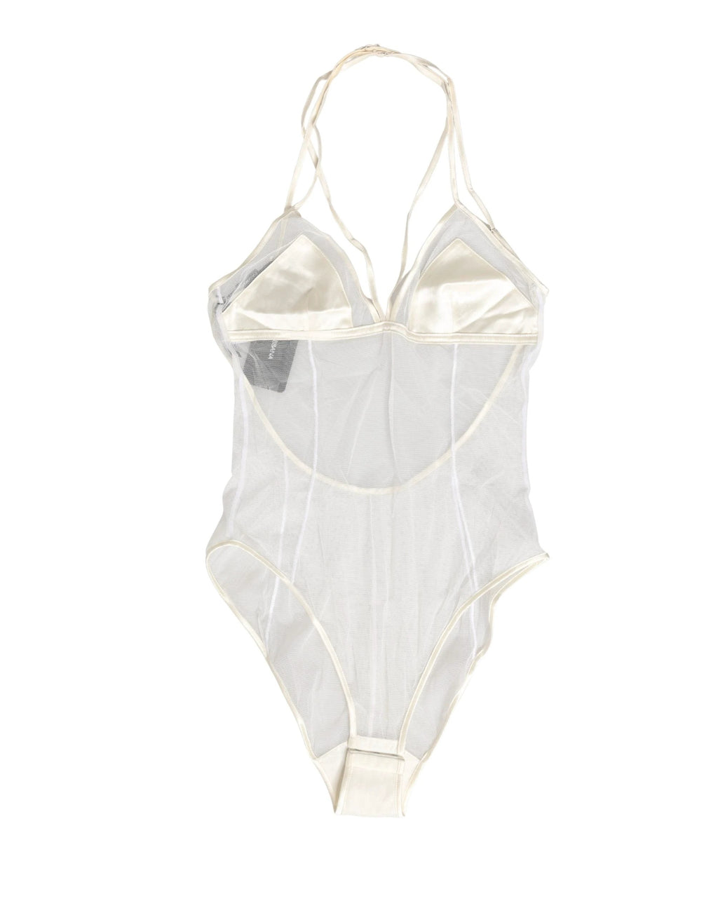 Dolce & Gabbana White Sheer Nylon Bodysuit Halterneck Underwear