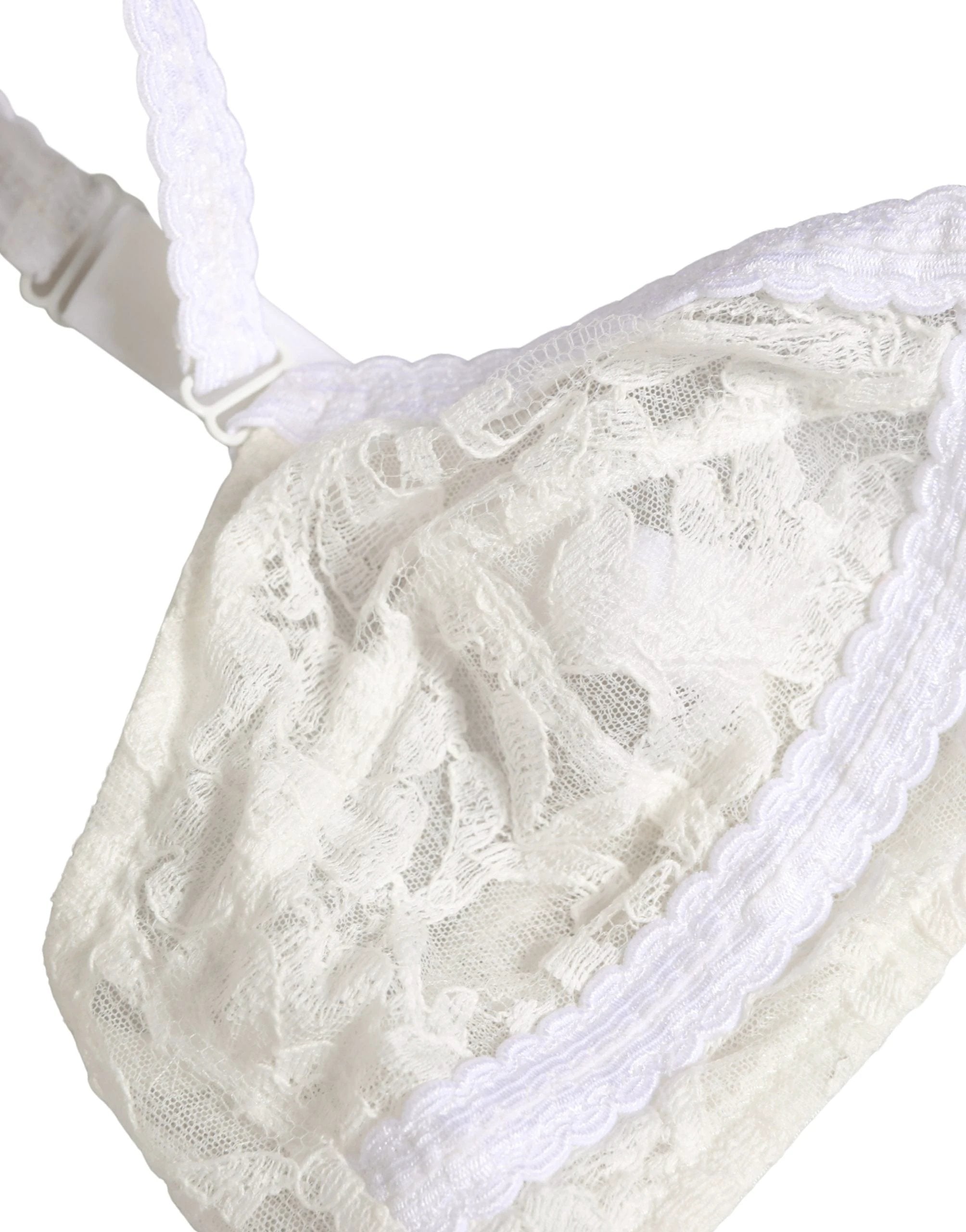 Soutien-gorge sans armatures à bonnets souples en dentelle de coton blanc Dolce & Gabbana Sous-vêtements