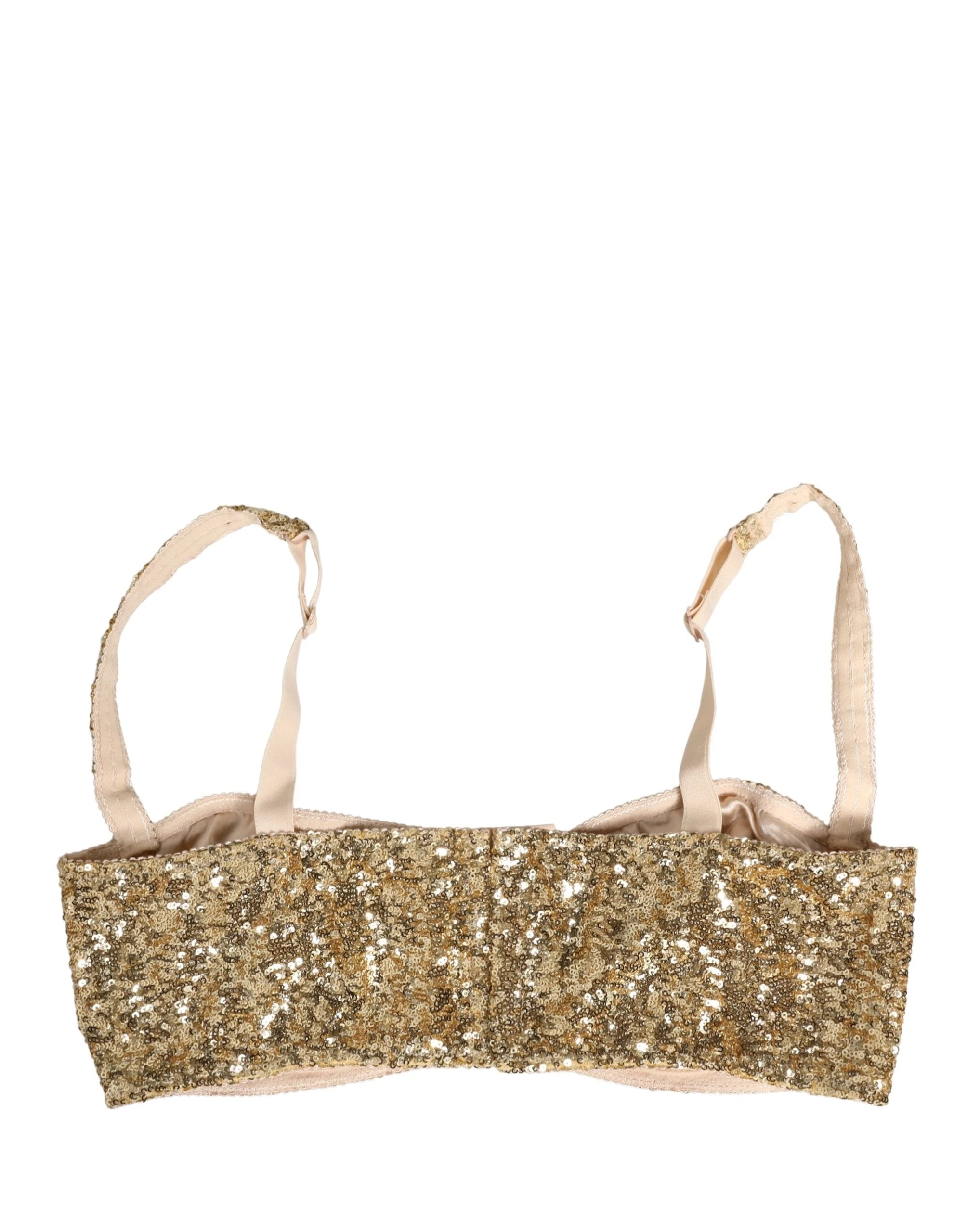 Dolce & Gabbana Gold Sequined Semi-Pad Underwire Bra Underwear