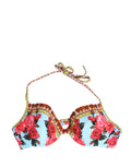 Dolce & Gabbana Multicolor Floral Print Halter Bikini Top Swimwear