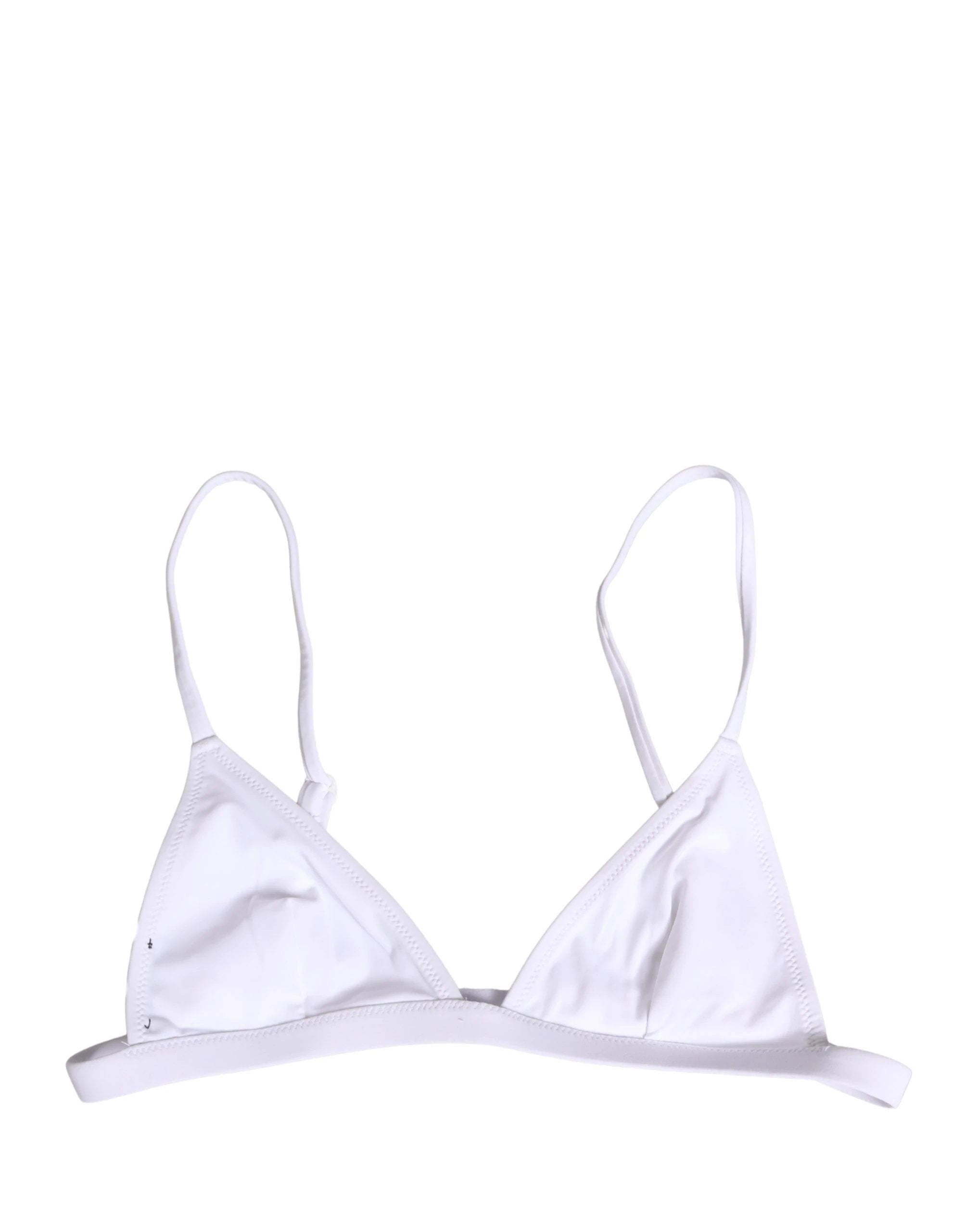 Dolce & Gabbana White Nylon Triangle Beachwear Bikini Top Swimwear