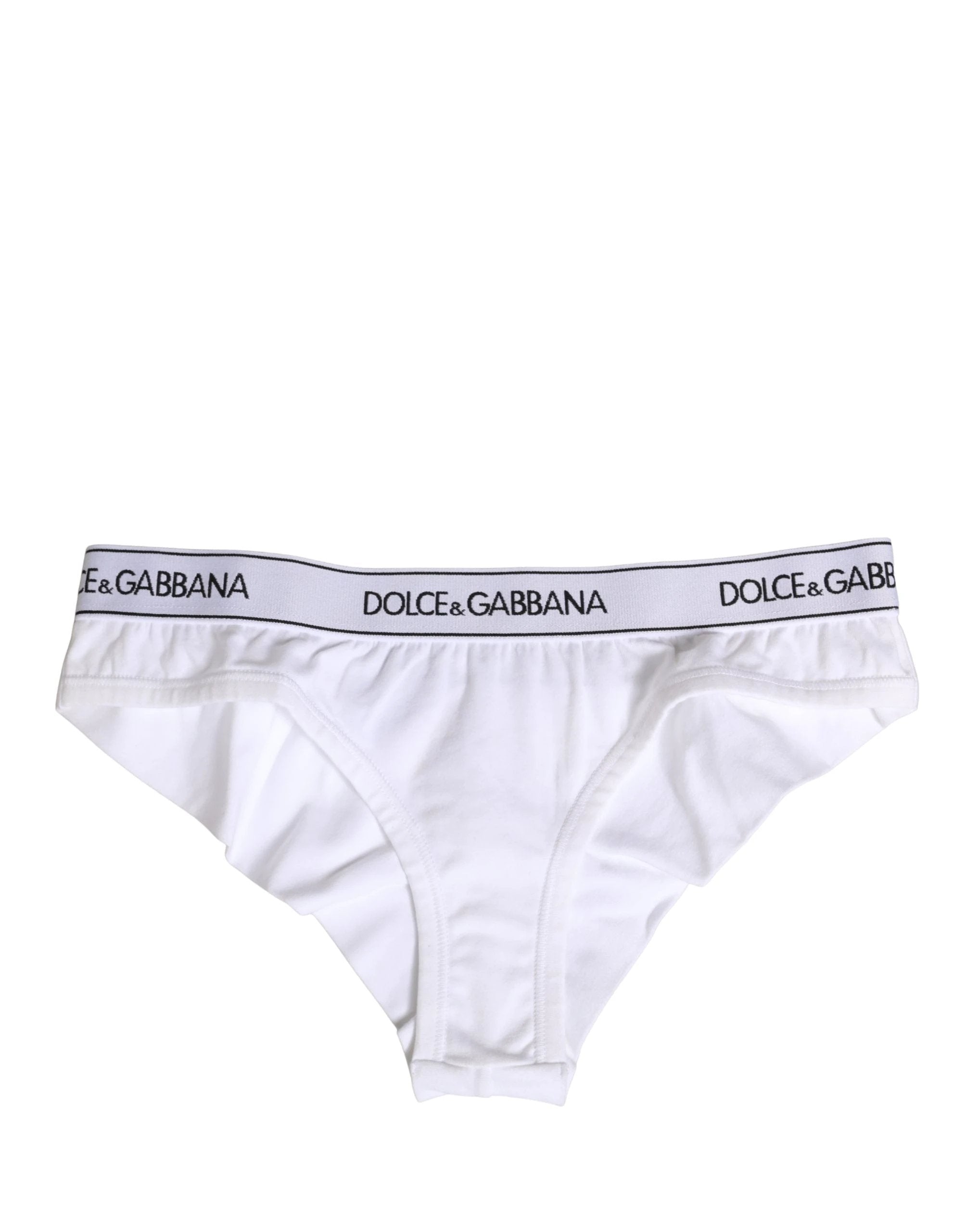 Dolce & Gabbana White Cotton Logo Waistband Brief Panty Underwear