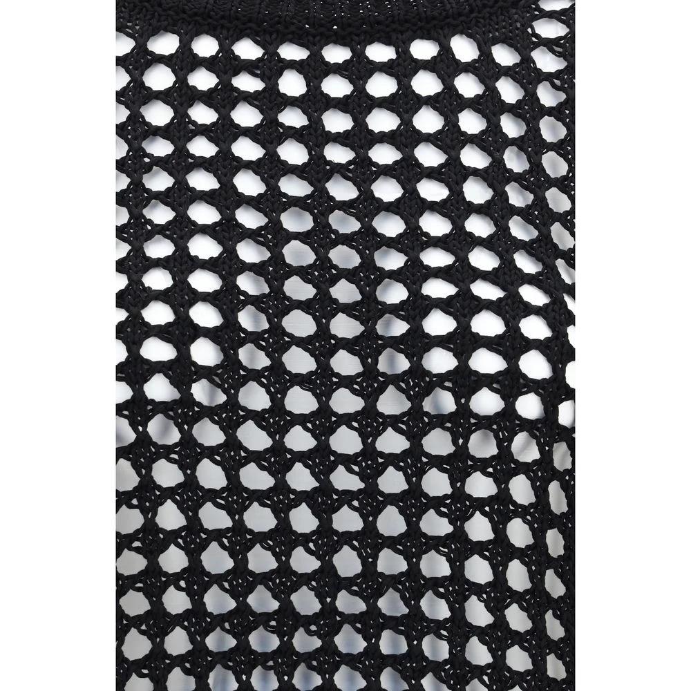 Women’s Black Linen Cotton Sweater – Max Mara Pure Open-Knit Oversized Sweater SS26
