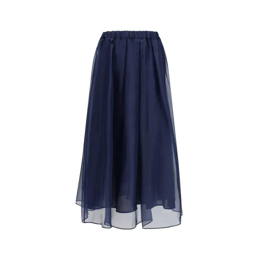 Women’s Blue Long Skirt – Max Mara Weekend Visino Pleated Organza Skirt SS26