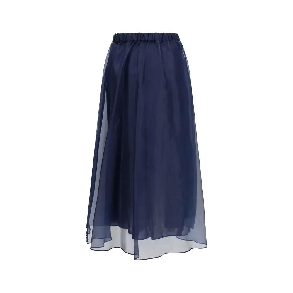 Women’s Blue Long Skirt – Max Mara Weekend Visino Pleated Organza Skirt SS26
