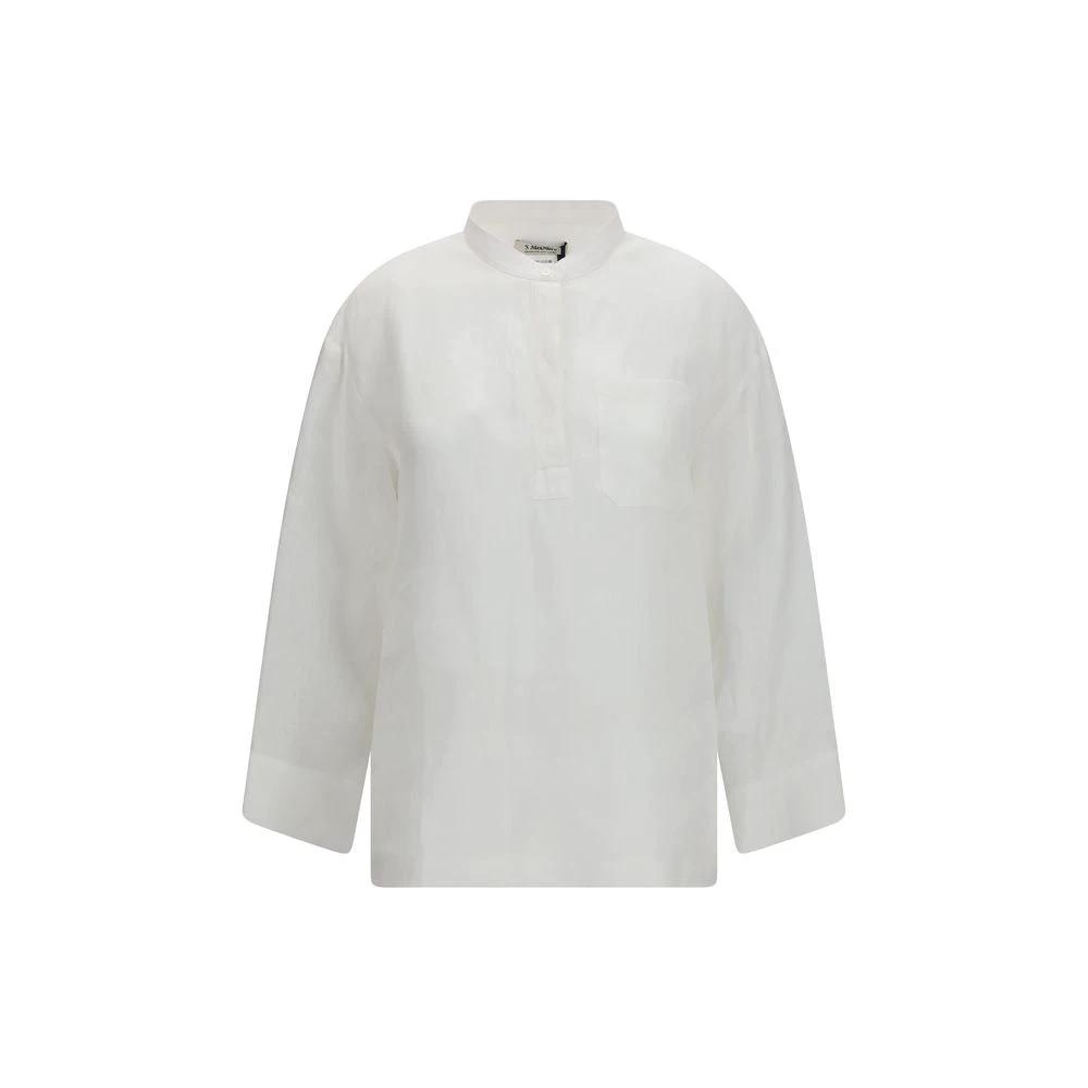 Women’s White Linen Shirt – S Max Mara Smmcantico Mandarin Collar Shirt SS26