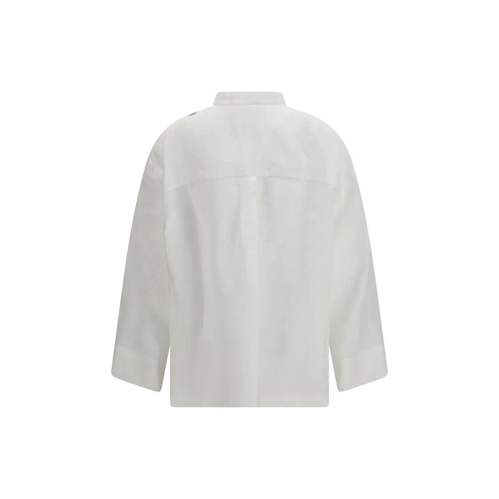 Women’s White Linen Shirt – S Max Mara Smmcantico Mandarin Collar Shirt SS26