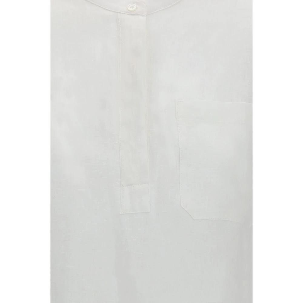Women’s White Linen Shirt – S Max Mara Smmcantico Mandarin Collar Shirt SS26