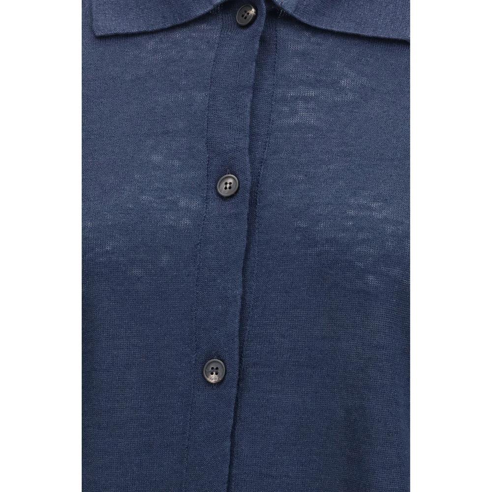 Women’s Blue Linen Cardigan – S Max Mara Ribes Button Knit SS26