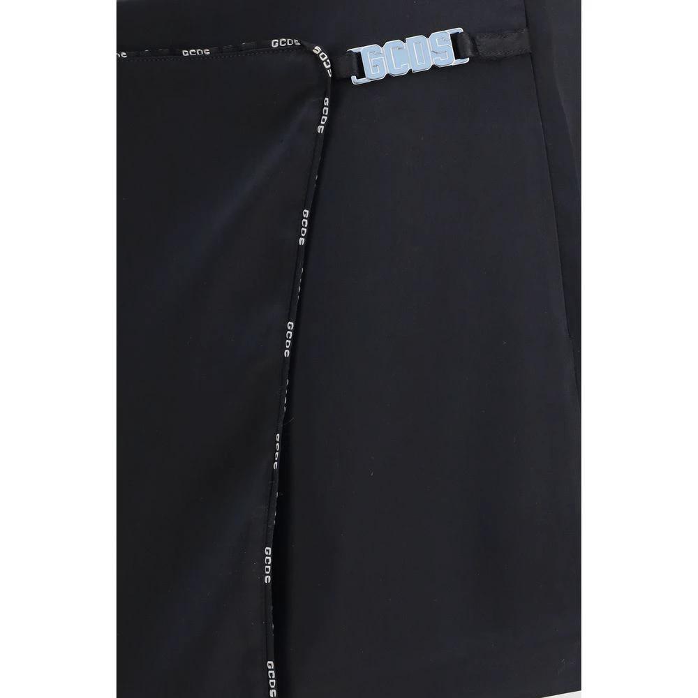 Jupe short satin noir femme – GCDS logo trim mini SS26