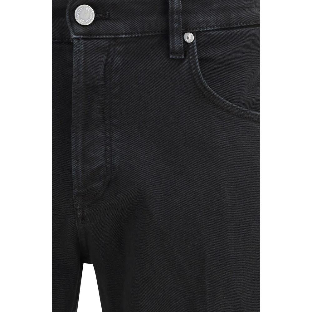 PT Torino Black Cotton Tapered Jeans