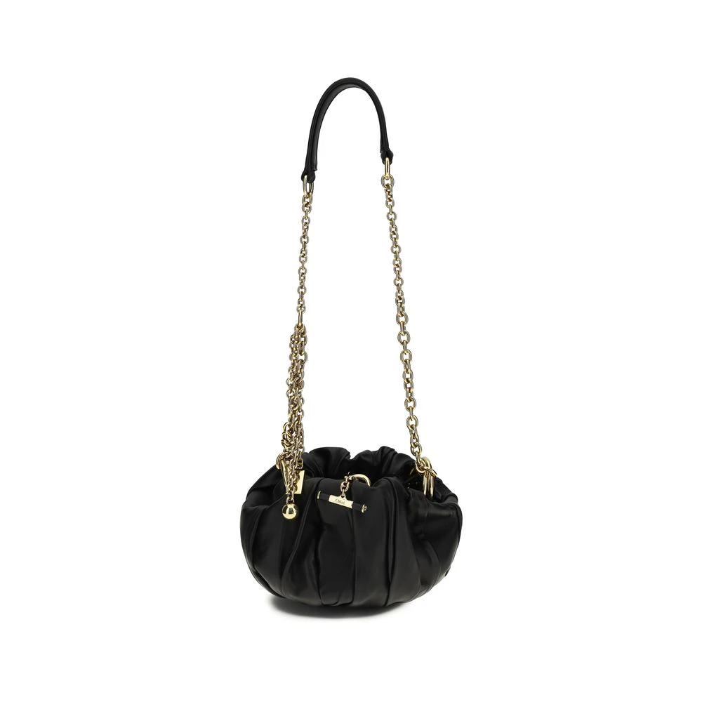 Women’s Black Pleated Leather Shoulder Bag – Chloé Plissé Chain Bag