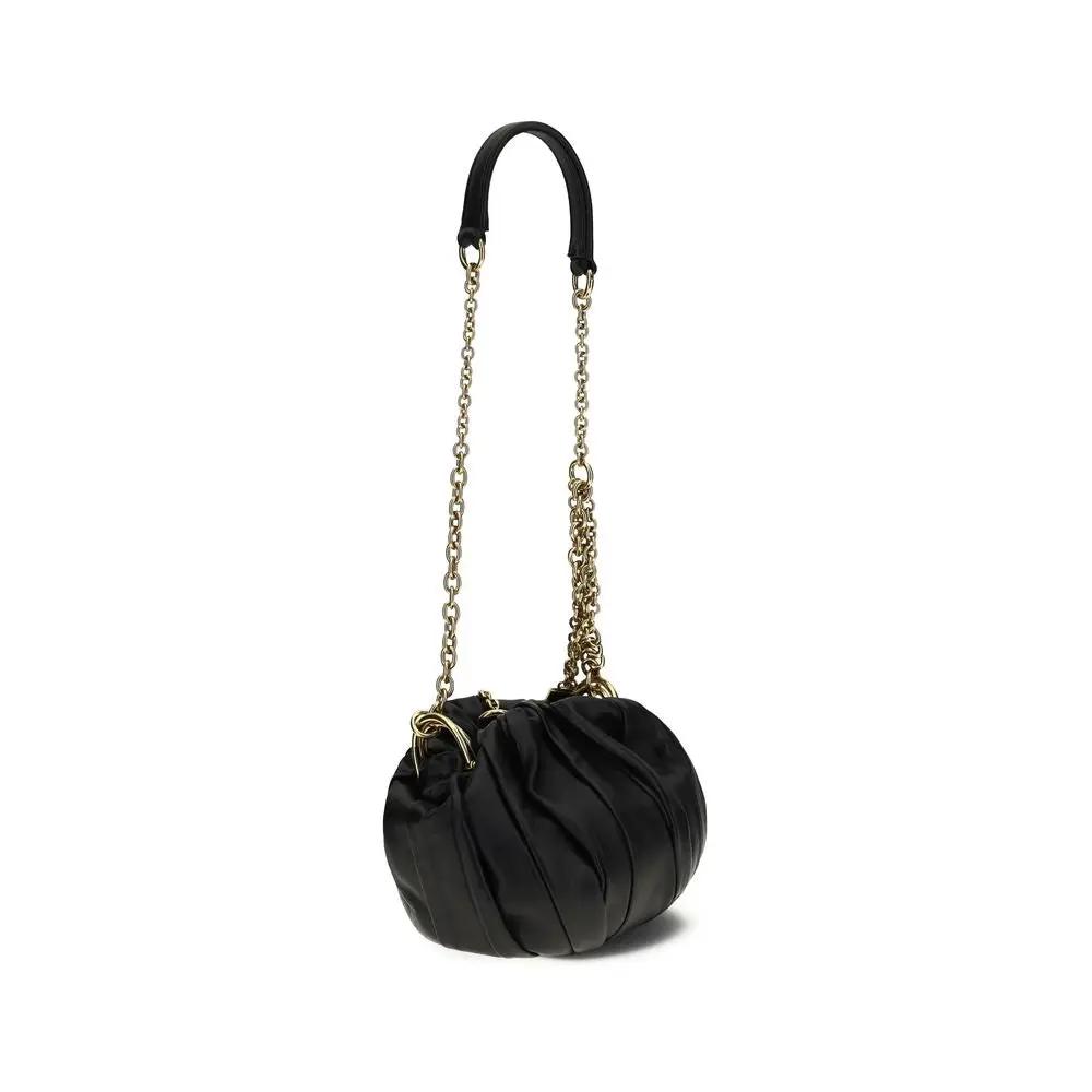 Women’s Black Pleated Leather Shoulder Bag – Chloé Plissé Chain Bag